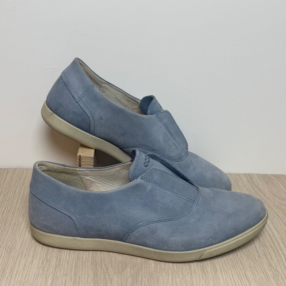 Slip On Sneakers ECCO Women 37 Blue Leather Nubuck Casual Comfort Flats 0181